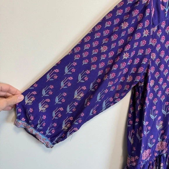 SPELL Bohemian Royale Playdress Purple S Small Mini Ruffle Dress Tassel - Picture 8 of 12